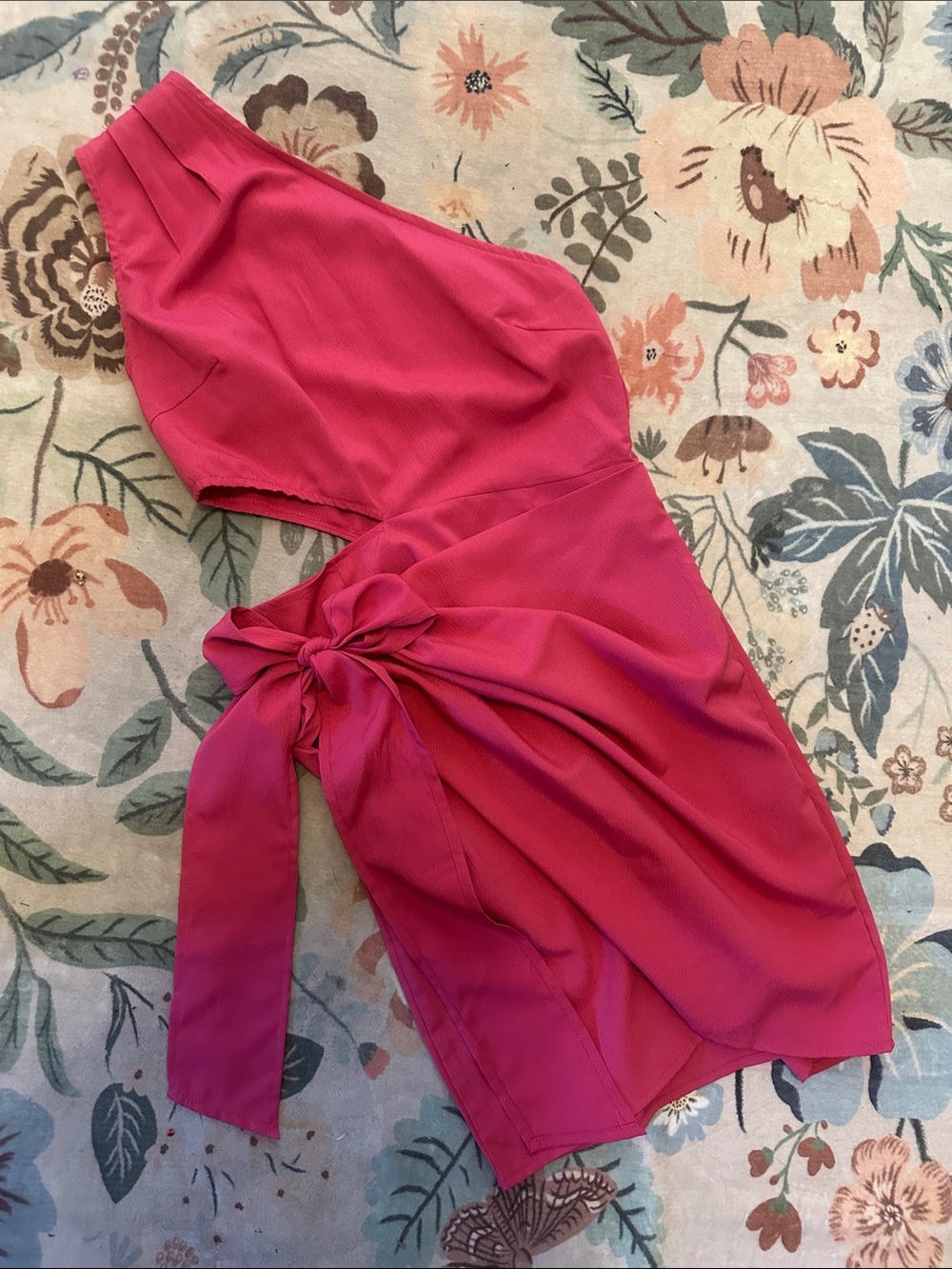 Tie-Waist One-Shoulder Dress in Pink